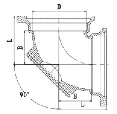 B型90度帶門彎頭結(jié)構(gòu)圖