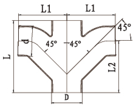 W型TY四通結(jié)構(gòu)圖